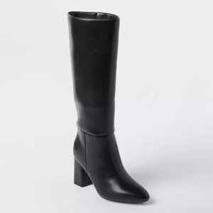 Women's A New Day Evangeline Knee-High Heeled Boots Black Size 12 New With Tags